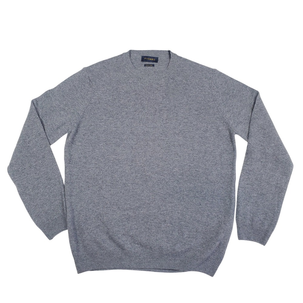 PIOMBO 100% Lambswool Sweater Mens XL Gray Lightweight‎ Knit Quiet Luxury  New